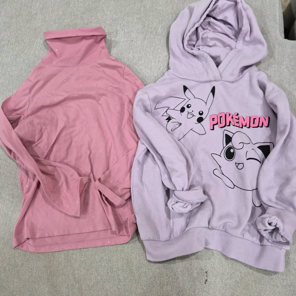 SO Pink Sparkle Tee And H&m Pokemon Hoodie For Giel6/7yr